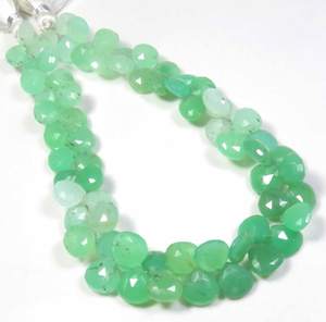 Cuentas facetadas de crisoprasa Natural de alta calidad 7,5-8mm Corazón de crisoprasa verde 9 "hebra piedras preciosas sueltas - Product Image 4
