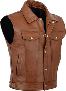 New Style Hot Sale Solid Color Cheap <b>Men</b> Leather Vest Plus Size Streetwear Leather <b>Waistcoat</b> and Vest <b>for</b> <b>Men's</b> - Product Image 3