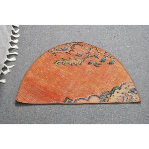 Alfombra de lana Vintage naranja Beige de 2,5x1,5 pies, diseño de retazos de área grande clásico turco para dormitorio, pasillo rectangular de látex - Product Image 1