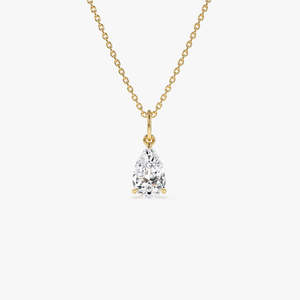 Collier classique avec pendentif en diamant de laboratoire en forme de poire, 1,00 ct E-F VS1, or 14 carats, bijoux fins à porter au quotidien, cadeau - Product Image 1