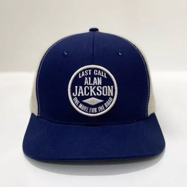 Alan Jackson US Tour Trucker Hat. Custom Embroidery Logo Sports Hats. 3D Embroidery Logo Sbapback. Navy Blue Trucker Hat