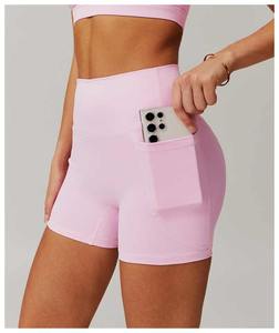 Shorts de yoga taille haute pour femmes pantalons de gymnastique à séchage rapide et confortables poche serrée mi-taille à la mode conception push-up motif solide - Product Image 4