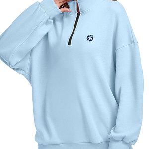 Premium Quality Soft Polyester/Cotton Winter Women's Quarter <b>Zip</b> Sweatshirt Front Logo Custom Design Eco-Friendly Breathable - Product Image 1