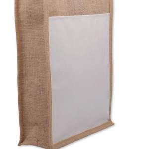 Vente en gros de sac cabas en lin marron beige, petit, moyen, grande taille, sublimation pour le bricolage, poignée de ruban d'impression - Product Image 5