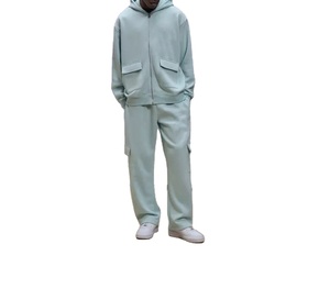 Chándal de poliéster de alta calidad para hombre, conjunto de chándal personalizado para correr, chándal en blanco para correr, conjunto de pantalones de chándal y sudadera con capucha para hombre - Product Image 1