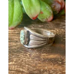 Navajo-<b>Crafted</b> Cultural Collectible Ring Turquoise & Sterling Silver Inlay Size 11.5 - Product Image 4