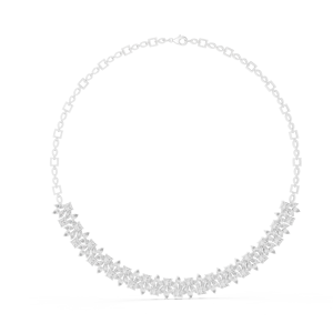 Collar de Lujo con Diamante Cultivado en Laboratorio, Corte Princesa, Oro Blanco de 10K, Bañado en Rodio, Diseño Aurora Bloom Regal Vine - Product Image 2