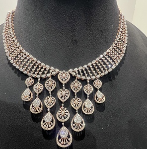 ชุดสร้อยคอเพชรธรรมชาติแท้14K ตัดอย่างยอดเยี่ยมสำหรับบุคคลที่สามได้รับการรับรองของผู้หญิงเครื่องประดับหรูหราสง่างาม - Product Image 4