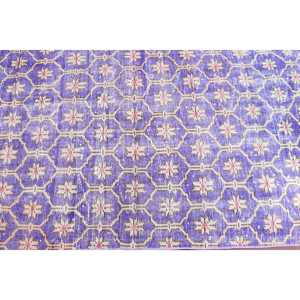 Alfombra Vintage de 2.8x5.7 pies, Alfombra Turca de Lana con Diseño Floral Morado - Product Image 4