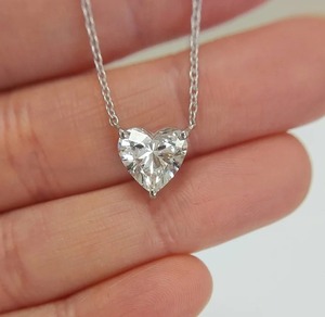 Belle D E F Couleur VVS Clarté Coeur Forme Lab Grown Diamant Pendentif Beau Pendentif En Argent Sterling Cadeau De Mariage Pour Elle - Product Image 3