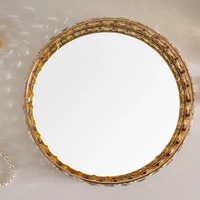 Plateau de vanité artisanal moderne en métal miroir doré, luxueux, pour mariage, fête, présentoir à parfums, organisateur de bijoux, glamour