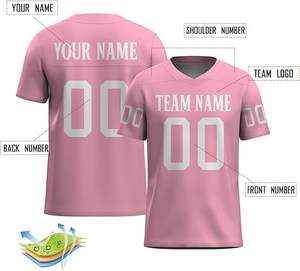 Personalizado de alta calidad al por mayor de adultos de fútbol americano Jersey de manga corta que absorbe la humedad transpirable sarga aparejos de práctica - Product Image 5