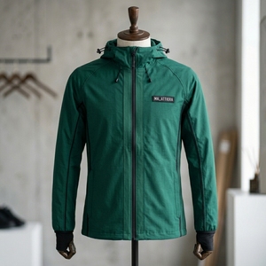 <b>Men</b> Green Hooded Outdoor <b>Jacket</b> Lightweight Windproof Utility Hiking <b>Running</b> Sports Zip Up <b>Jacket</b> - Product Image 1
