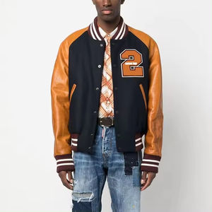 Fabricant Oem Laine Corps Cuir Manches Vol Baseball Letterman Cuir Écusson Broderie Hiver Vsrsity Jaket pour Hommes - Product Image 1
