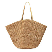 Tas Trendy The Wild Dune Day Bag, anyaman tangan dari rumput laut alami, rafia & rotan dengan tekstur organik yang menarik.