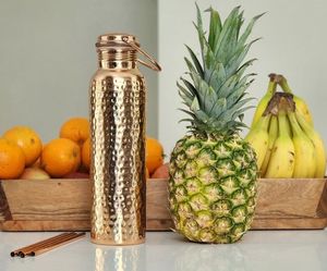 Modern Hammered Pattern <b>metal</b> Copper <b>Water</b> <b>Bottle</b> for Office Yoga Class Drinking Leak Proof to Use Copper <b>Water</b> <b>Bottle</b> - Product Image 4