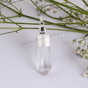 Pierres précieuses naturelles Moldavite et cristal or jaune pendentif en argent Sterling 925 bijoux faits à la main cadeau pour elle bijoux en gros - Product Image 3