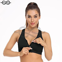 Kadın Zip ön spor sutyen aktif Yoga için kablosuz Post cerrahi sutyen kurtarma ve Fitness için rahat destek