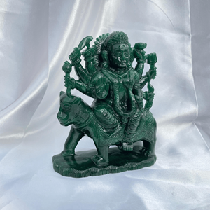 Estatua de Jade verde Durga, ídolo de piedras preciosas talladas a mano para templo Pooja, regalo de decoración del hogar, figurita espiritual india de exportación a granel - Product Image 2