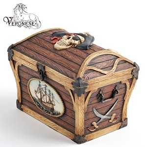 Boîte à bijoux en résine européenne peinte à la main, figurine de capitaine pirate de luxe fantastique de style VERONESE DESIGN, objet de collection - Product Image 2