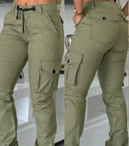 กางเกงขา100% ผ้าคอตตอนหลายกระเป๋าสำหรับผู้หญิงกางเกงขาสั้นทรงสลิมฟิตดีไซน์ทันสมัย - Product Image 5