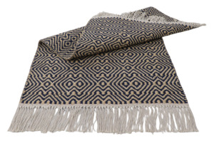 Alfombra Geométrica Reversible con Patrón de Diamante, Tejido Plano Tejido a Mano de Algodón de Yute Marrón Azul, Textura Gruesa, Hogar - Product Image 6