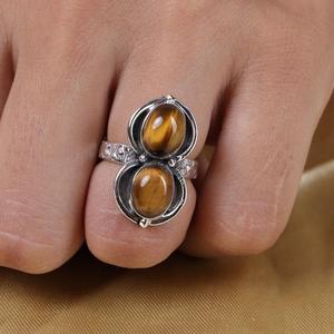 Bague en argent sterling 925 de style bohème avec pierre précieuse œil de tigre, bijoux faits à la main, bague en argent pour femmes, cadeau de mariage pour elle - Product Image 3