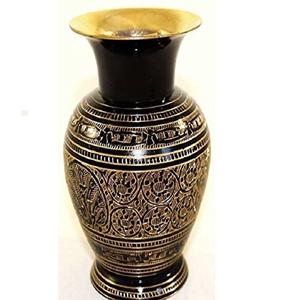 แจกันดอกไม้ทองเหลืองพร้อมสลักสีทองและสีดำตกแต่งบ้านตกแต่งโต๊ะแจกันดอกไม้ - Product Image 5