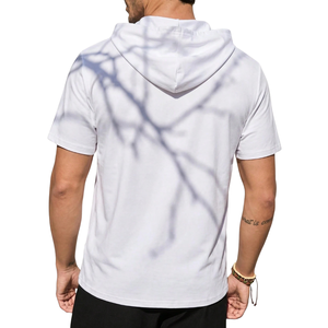 Mens <b>Short</b> <b>Sleeve</b> Hooded T Shirt Pullover Casual Regular Fit Lightweight Winter Solid Fleece Breathable Streetwear Sportswear - Product Image 2