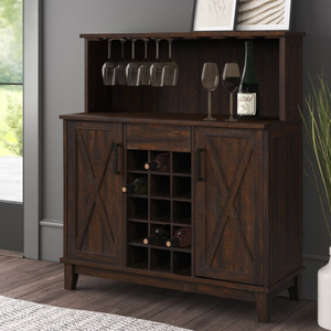 Armoire de bar en bois sur pied étroite unités de bar en bois étagère de présentation du vin pour salon meubles de maison au prix de gros - Product Image 3