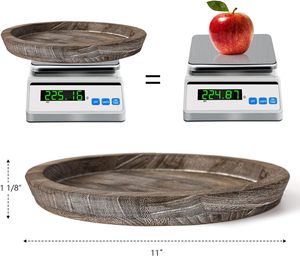 Juego de 2 portavelas de bandeja de madera rústica, soportes grandes redondos de madera, decorativos de café de granja Natural, Mesa - Product Image 3