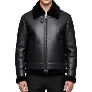 High Quality <b>Shearling</b> Leather <b>Jacket</b> Customized Logo Design Winter <b>Jacket</b> Fashion Clothing <b>Shearling</b> Leather <b>Jacket</b> For <b>Men</b> - Product Image 6