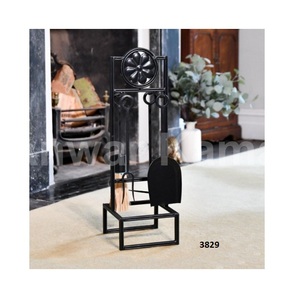 Offre Spéciale Nickel & Black Ball Handle Companion Set Accessoires de cheminée Grand ensemble d'outils de cheminée Support extérieur - Product Image 2