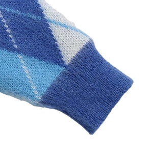 เสื้อไหมพรมลายอาร์ไกล์คุณภาพสูงสำหรับฤดูใบไม้ร่วงและฤดูหนาว คอวี สีสันตัดกัน กระดุมแถวเดียว ผ้าขนแพะโมแฮร์ ยับยาก ระบายอากาศได้ดี สำหรับผู้หญิง - Product Image 5