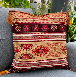 Square Modern Woven Turkish Kilim Reversible Handmade Eco-Friendly Cushion Cover Brown Beige Chenille Throw <b>Pillow</b> for Home Use - Product Image 3