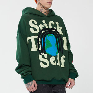 2024 unisexe hommes bouffant-imprimé à capuche Logo personnalisé pas cher prix de gros mousse-imprimé Hip Hop Street Wear polaire tissu fermeture éclair - Product Image 1