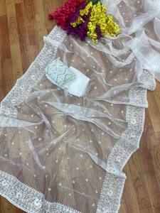 Pure Organza Stof <span class=keywords><strong>Saree</strong></span> Lichtgewicht <span class=keywords><strong>Transparant</strong></span> <span class=keywords><strong>Saree</strong></span> Feestkleding Vrijetijdskleding Functie Draag Traditionele <span class=keywords><strong>Saree</strong></span> - Product Image 2