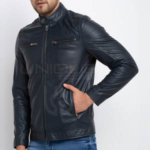 New Style <b>Light</b> Weight Blank Windproof Men's Leather <b>Jackets</b> Clothing Custom Fashion Popular Men Leather <b>Jacket</b> - Product Image 5