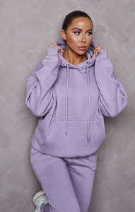 High Demand Lavender 2 piezas para mujer Oversize Front Pocket Pullover Hoodie & Cuffed Jogger Set Mujer 2 piezas Chándal Sweat Set - Product Image 2