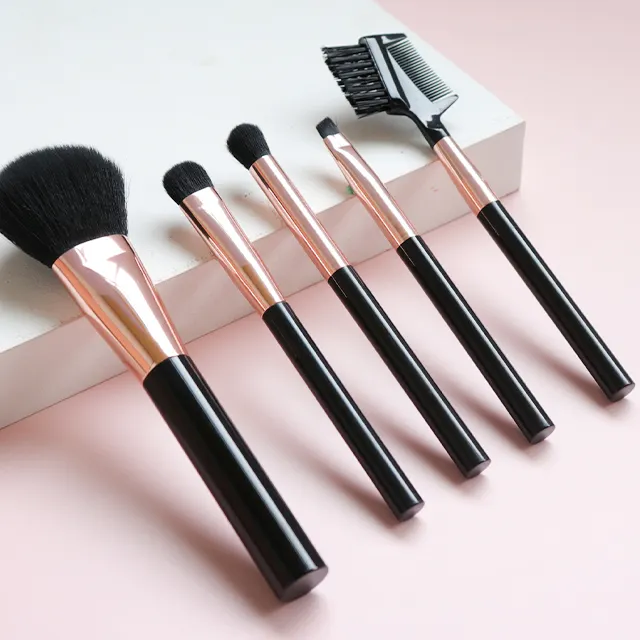 Free Sample Stock Available 5Pcs Mini Makeup Brush Set Wholesale Cosmetic Black Makeup Brushes