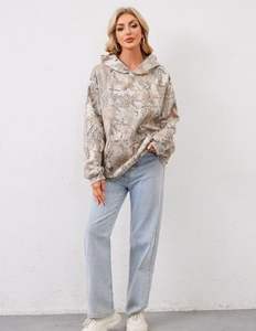 Sudadera OEM de lana con estampado personalizado para mujer, Sudadera con capucha de camuflaje para exteriores, ropa de calle de invierno para compras a granel - Product Image 6
