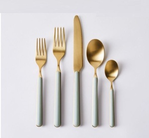Antique Style Brass Cutlery <b>Set</b> of 4 With Casting Handle New Metal Flatware for Hotel New Metal Cutlery <b>Spoon</b> <b>and</b> <b>Fork</b> - Product Image 6