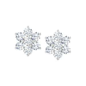 Newest 1.0 Carat Round Lab Grown Diamond Cluster Earrings 18K Yellow Gold Rhodium Plated IGI Certified for Women and Girls - Product Image 2