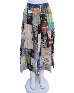 Jupe en coton patchwork taille unique, imprimé floral bohème, respirante, décontractée, à enrouler pour l'été, réversible avec taille naturelle - Product Image 4