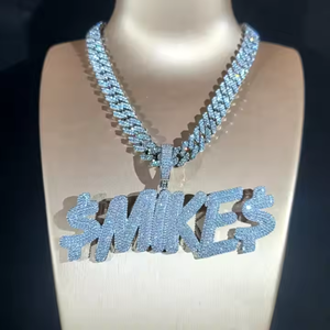 Fábrica VVS Moissanite diamante colgante collar Iced Out Hip Hop letra nombre colgante clásicos para hombres joyería fina personalizada - Product Image 1