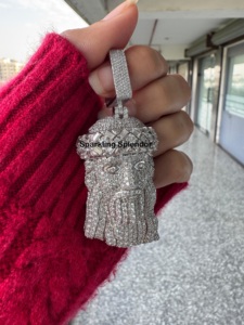 Colgante personalizado de Jesucristo de Plata de Ley 925 VVS1 Moissanite Diamond Iced Cuban Chain Hip Hop Style Pendant Fashion - Product Image 5