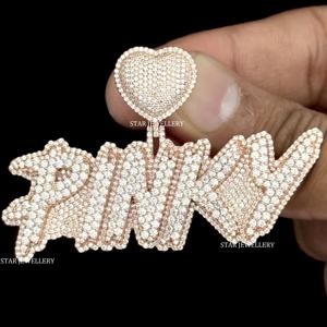 Pendentif personnalisé Moissanite VVS glacé en argent sterling 925, pendentif Moissanite VVS glacé, pendentif lettre Moissanite VVS unisexe - Product Image 2