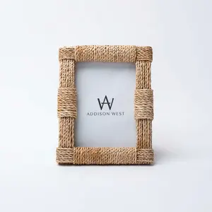 High quality best sell Natural Woven Rattan Seagrass Photo Frames wholesale handmade from Vietnam