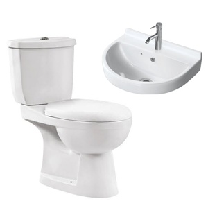 Inde accessoires de salle de bain filigrane moderne P piège lavage en céramique Aqua Pan WC toilette et lavabo ensemble - Product Image 2