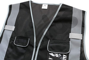 100% Polyester vestes vêtements de travail haute visibilité haute visibilité gilets de sécurité veste de sécurité couleur noire Logo personnalisé gilet de travail pour hommes - Product Image 2